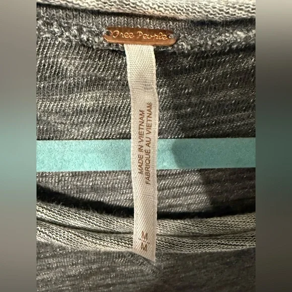 Free People Oversized Dark Grey Long Sleeve Tunic Top With Slit Sides Size M - Picture 4 of 9